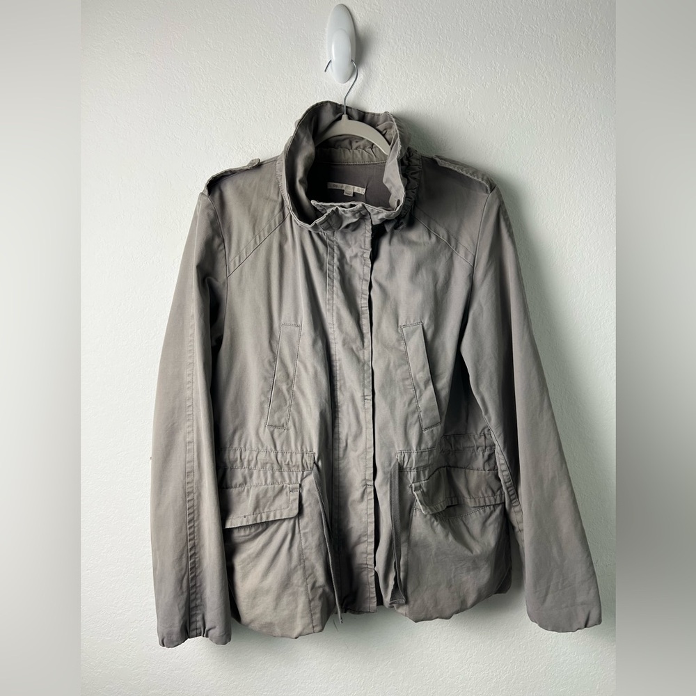 Gap Gray Cotton Funnel Neck Utility Coat Jacket Fall Winter